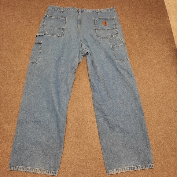 CARHARTT (44 x 32) Original Dungaree Fit Carpenter Jeans Blue - Picture 2 of 7